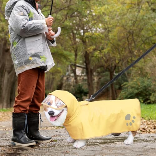Dog Raincoat Hooded Slicker Poncho (Large / Light Yellow)