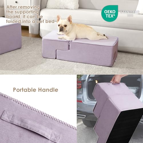 Dog Stairs for Bed 18" H (Lilac / Standard 15" x 24" x 18")