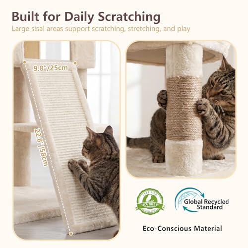 Cat Tree 82.7″ Extra Tall Cat Tower for Large Cats Adult HCT063MJ (82.7 inch / Beige)