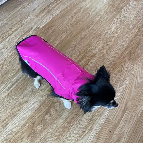 Dog Raincoat Adjustable Waterproof Reflective Rain Jacket for Small Medium Large Dogs (L Chest 32"-40" / Hot Pink)