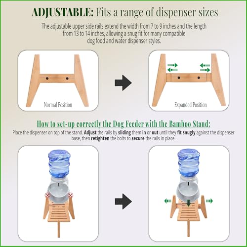 Dog Water and Food Dispenser Stand for Medium Dogs (Mid-Large (Rectangular) / Bamboo-DM)