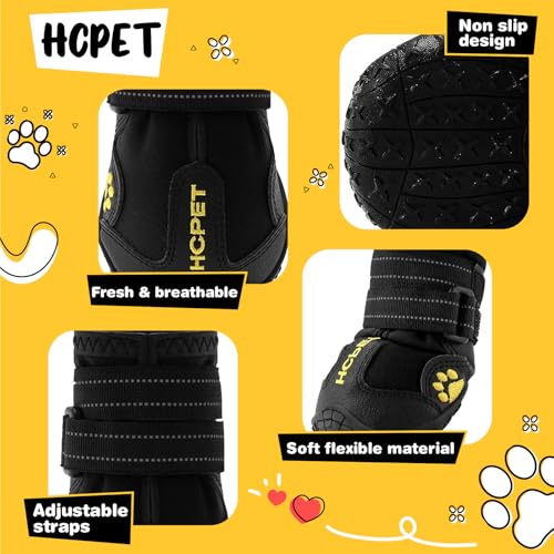 Dog Boots Dog Shoes for Large Dogs (Black / Width 2.16 in)