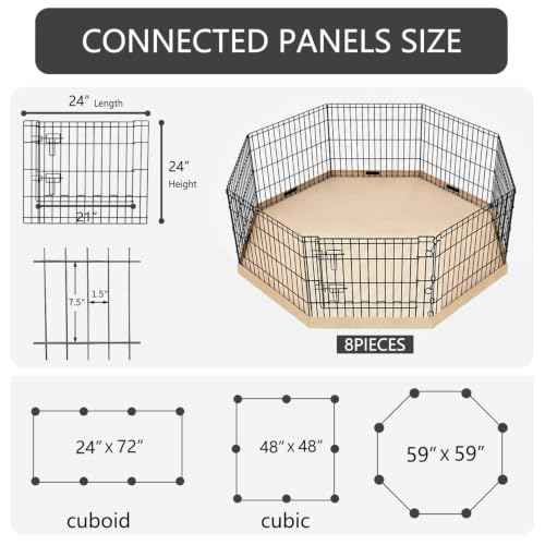 Foldable Metal Dog Exercise Pen (Tan / 24''H)