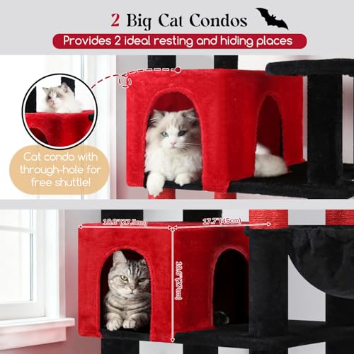 82in Gothic Extra Large Cat Tree for Indoor Cat Large Adult (82inch / Black Red)