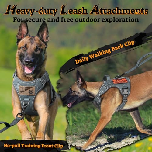 Tactical Dog Harness for Small Dogs (S(Chest:16.1"-31.5",Neck:15.4"-21.6",Back:7.1") / Grey)