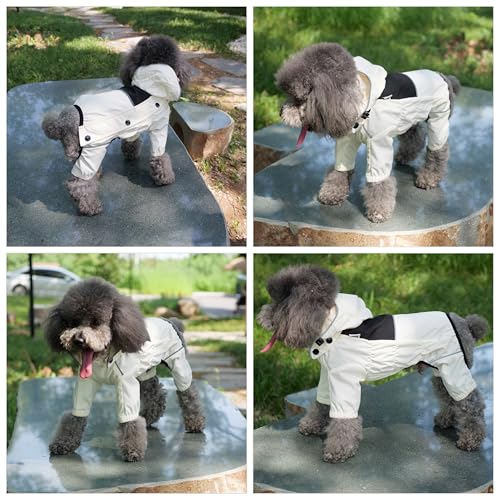 Waterproof Dog Raincoat with Removable Hood (Ivory / 3XL (Back 22"))