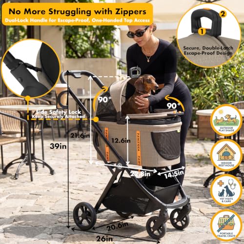 Pet Stroller 4 (Khaki Plaid)