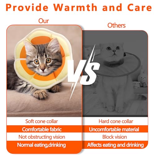 Soft Adjustable Cat Cone Collar (Orange / Medium)