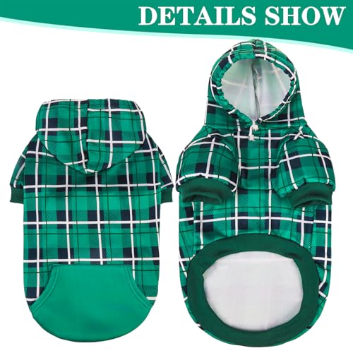 Plaid Dog Hoodie (Small / Green)