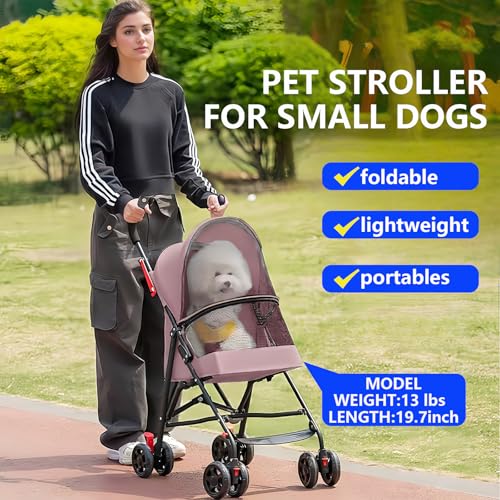 Cat Stroller Foldable Lightweight for Small Dogs Cats 0 (pink)