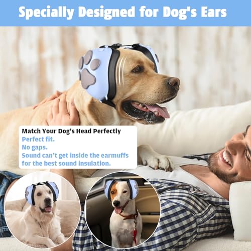 Dog Ear Muffs Noise Protection (Light Blue-gray / Medium)