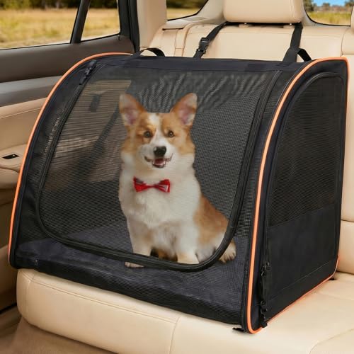 Dog Car Seat Enclosed Carrier for Pets Travel Safety Dog Crate Soft