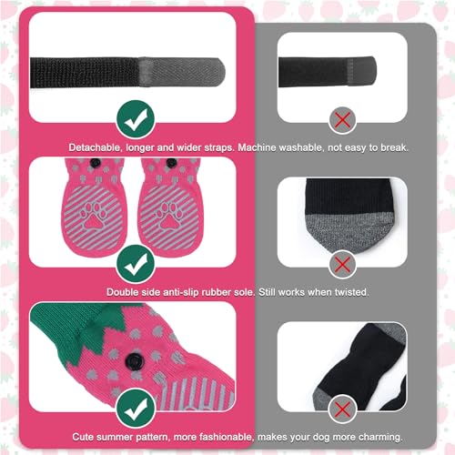 6PCS Anti Slip Dog Socks to Prevent Licking Paws (Medium (6 Count) / Strawberry)