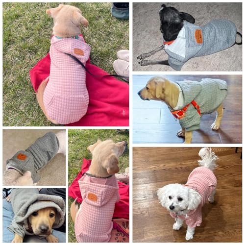 Dog Hoodies Sweater for Small Dogs (Pink / S/M (Back: 14",Chest: 19", Neck: 12"))