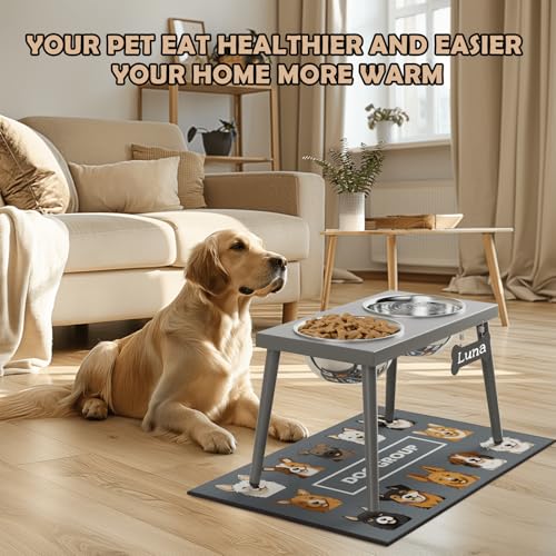 Raised Dog Bowl Stand for Large Dogs (Height-10inch / Gray-L)