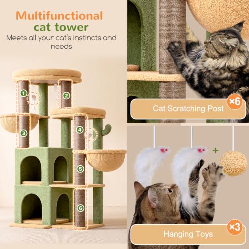 Cactus Cat Tree Tower for Indoor Cats Large Adult (Cactus / XXL)