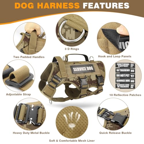 Service Dog Vest Harness for Large Dog (X-Large / Camo Desert)