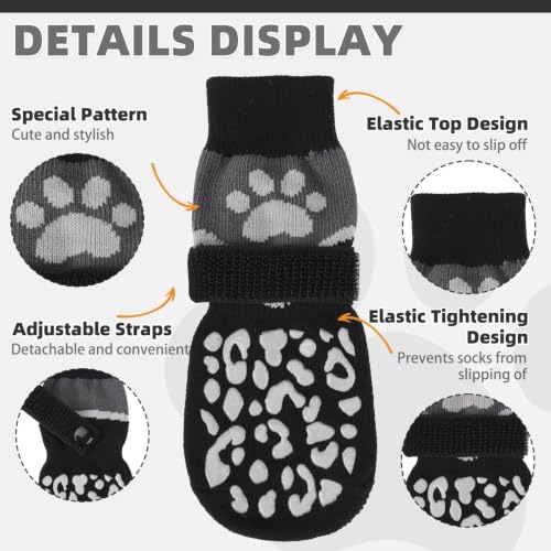 Dog Socks Shoes for Hot Pavement (Grey+black / Medium(4 Pack))