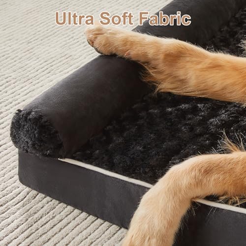 Orthopedic Washable XXL Dog Bed for Senior Dog Cozy Sleep (48"l x 35"w x 7"th / Black)
