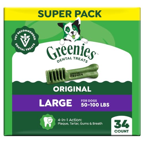 Large Natural Dental Dog Treats (34 Count (Pack of 1))