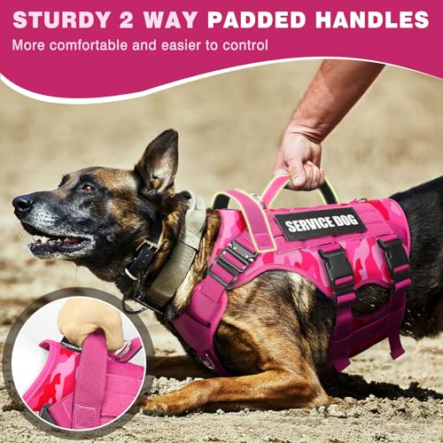 Service Dog Vest Harness for Large Dog (Large / Camo Pink)