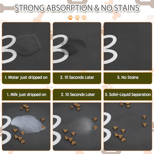 Dog Food Mat Largest Absorbent Dog Mat for Food and Water (40"L x 32"W)
