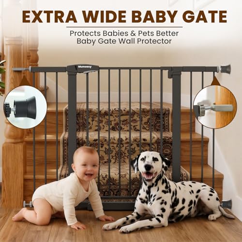 29.7 48" Baby Gate for Stairs (Black / 29.7-48"W x 30"H)