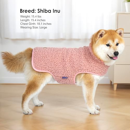 Sherpa Dog Coat Reversible Dog Jackets for Medium Dogs (X-Large (22-28lbs) / 1# Pink)