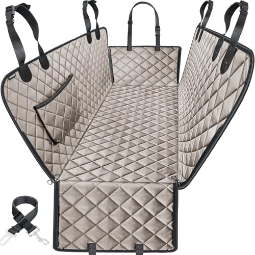 Dog Car Seat Cover for Back Seat (Khaki / Standard - 54" Length)