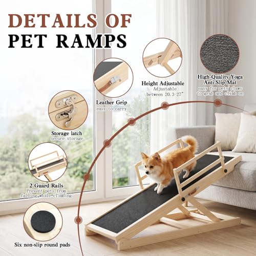 Dog Ramp for Bed Couch (47"L x 16"W x 3.3"H)