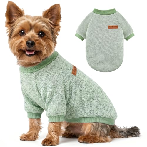 1 Pack Dog Sweater for Small Dogs Girl Boy Winter Fleece Clothes Warm Soft Dog Sweatshirt Outfit for Dogs Cats Pet Apparel (matcha green / M (Back: 13.7", Chest: 17.7", 10-14 lbs))