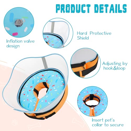 Elevated Inflatable Dog Cone Collar Alternative After Surgery (Donut Blue / XL(Neck 14"-18"))