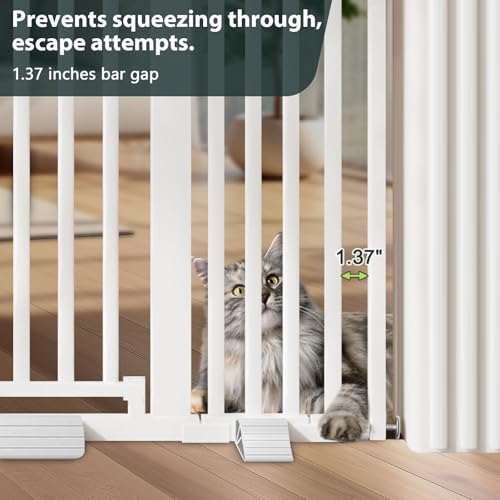 51'' Extra Tall Cat Gate Barrier for Doorways Hallways (White-51"tall / 30''-32.6''Wide)