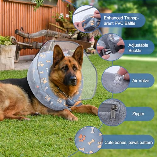 Inflatable Dog Cone Collar After Surgery (Gray / M)