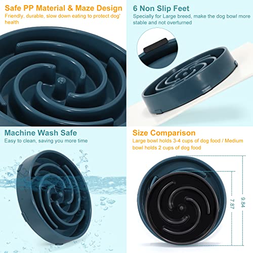 Blue Slow Feeder Maze Puzzle Bowl (Large / F-dark blue)
