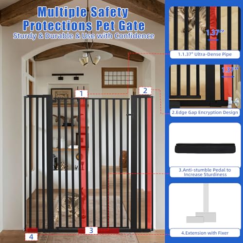 55 Inch Extra Tall Pet Gate for Cats (Black / 55" tall,29.92" - 43")