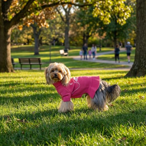 Bowknot Dog Sweater Dress for Small Dogs Girl (Large (14-21lbs) / Rose Pink)