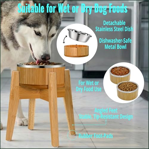 Elevated Dog Bowl for Mid (Height: 12" Bowl: 8" / Bamboo-N12)