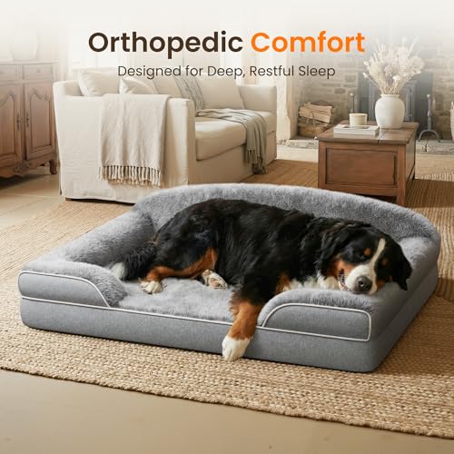 Orthopedic Dog Bed for Giant&Multiple Dogs (Light Grey / 53.0"L x 42.0"W x 8.0"Th)