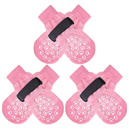 6PCS Anti Slip Dog Socks to Prevent Licking Paws (Small (6 Count) / Pink)