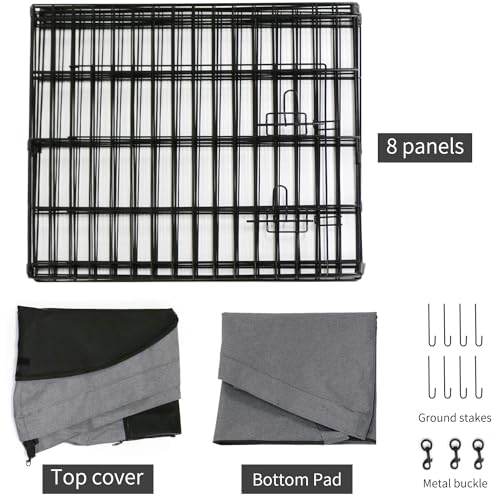 Foldable Metal Dog Exercise Pen (Gray / 36''H)