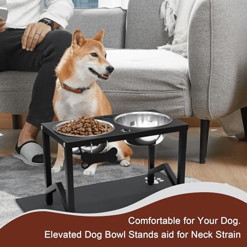 Elevated Dog Bowls (Black-58oz x 2 / Height: 11.8")