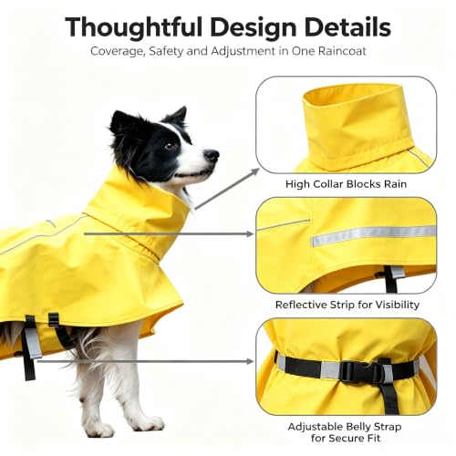 Dog Raincoat Adjustable Pet Water Proof Clothes Lightweight Rain Jacket with Strip Reflective (Small)