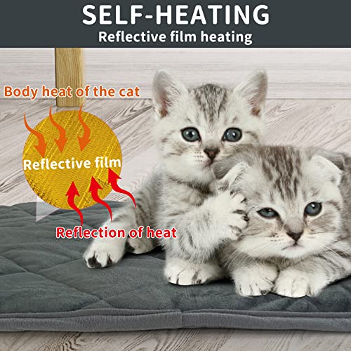 Self Warming Cat Bed Indoor (Small 21.6 x 15.7 inch / Gray)