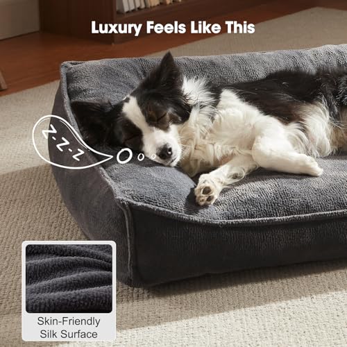 Orthopedic Dog Bed Medium Size Dog (Grey / 35"L x 25"W x 8"Th)