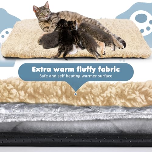 6 Pack Self Warming Pet Cat Dogs Pad 19 x 28 Inch (19 x 28 Inch / Grey+Beige)