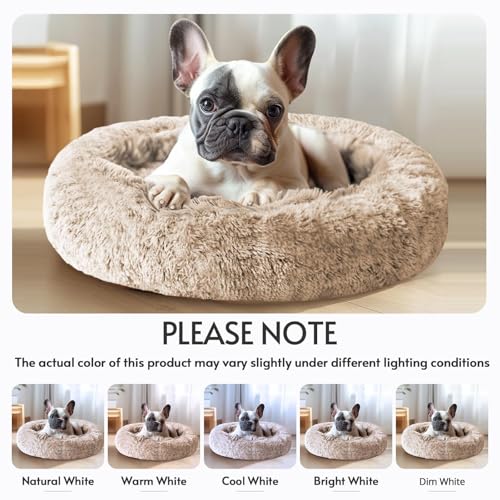 Calming Dog Beds Large Sized Dog (cream brown / 36.0"L x 36.0"W x 8.0"Th)