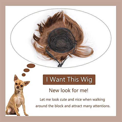 Dog Costume Cat Apparel Dog Toys Curly Braids Headgear Wigs Styling Cute Funny Pet Hair Accessories Decoration for Halloween (flax)