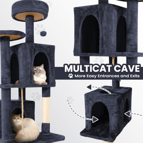58.5inch Large Cat Tree Tower Condo for Indoor Cats (58.5in / Light Black)