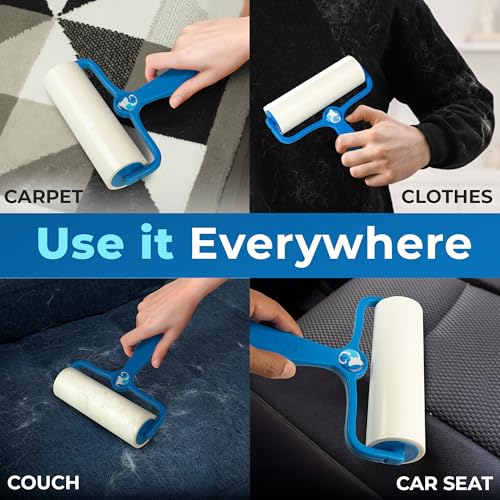 6.3" Large Lint Roller for Pet Hair Extra Sticky 360 Sheets